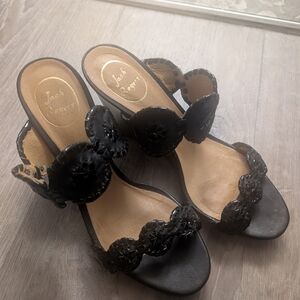 Jack Rogers Black Leather Women's Sandals